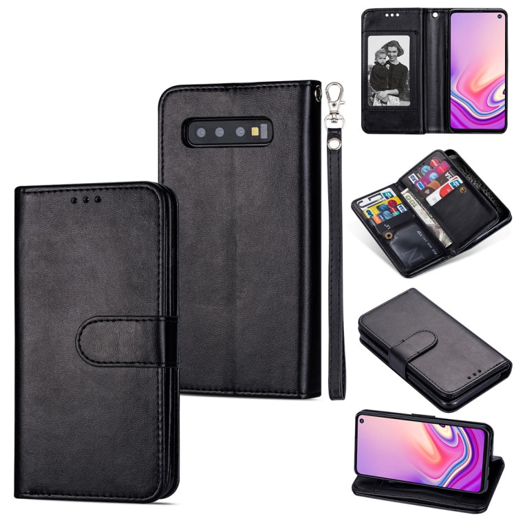 For Samsung Galaxy S10+ Ultra-thin 9 Card Horizontal Flip Leather Case, with Card Slots & Holder & Lanyard