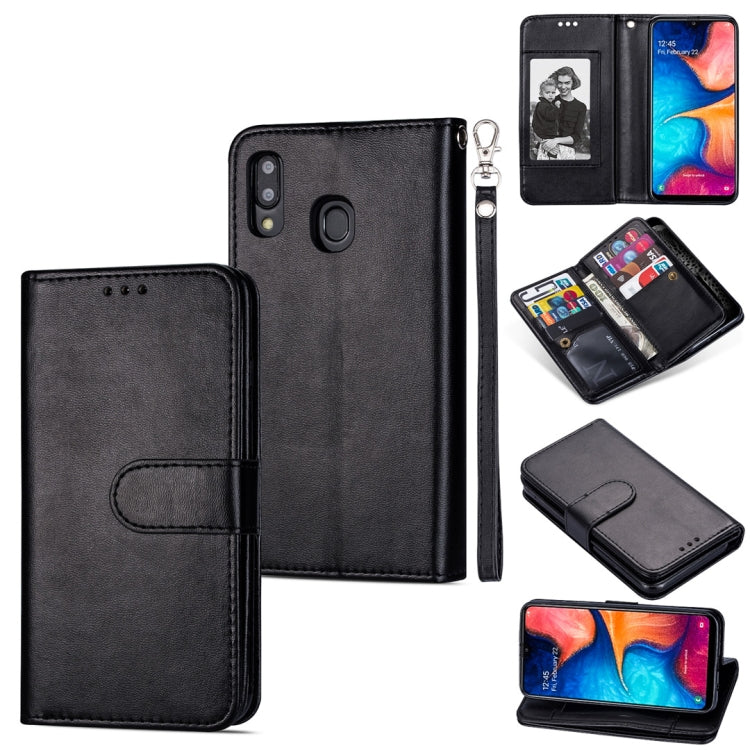 For Samsung Galaxy A20E Ultra-thin 9 Card Horizontal Flip Leather Case, with Card Slots & Holder & Lanyard