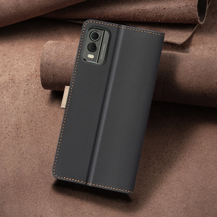 For Nokia C32 Color Matching RFID Anti-theft Leather Phone Case