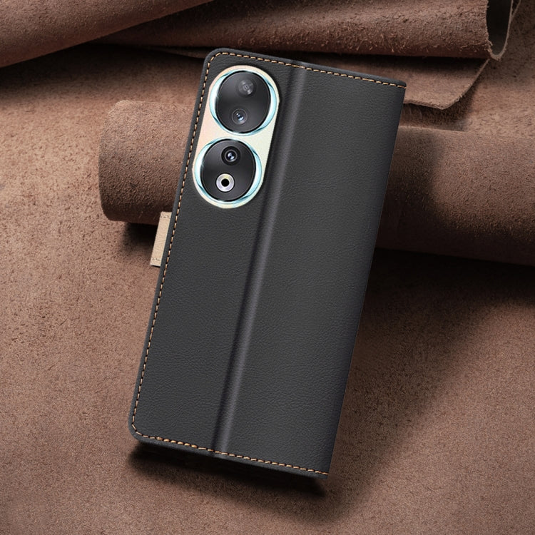 For Honor 90 5G Color Matching RFID Anti-theft Leather Phone Case