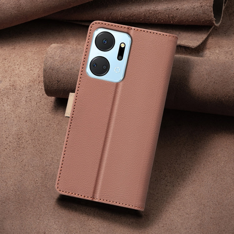 For Honor X7a Color Matching RFID Anti-theft Leather Phone Case