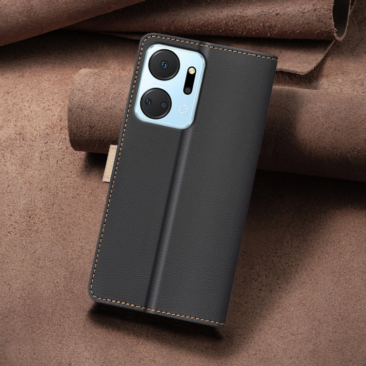 For Honor X7a Color Matching RFID Anti-theft Leather Phone Case
