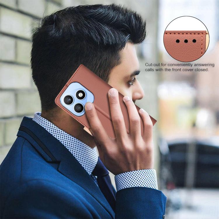For Honor X8d 4G Color Matching RFID Anti-theft Leather Phone Case