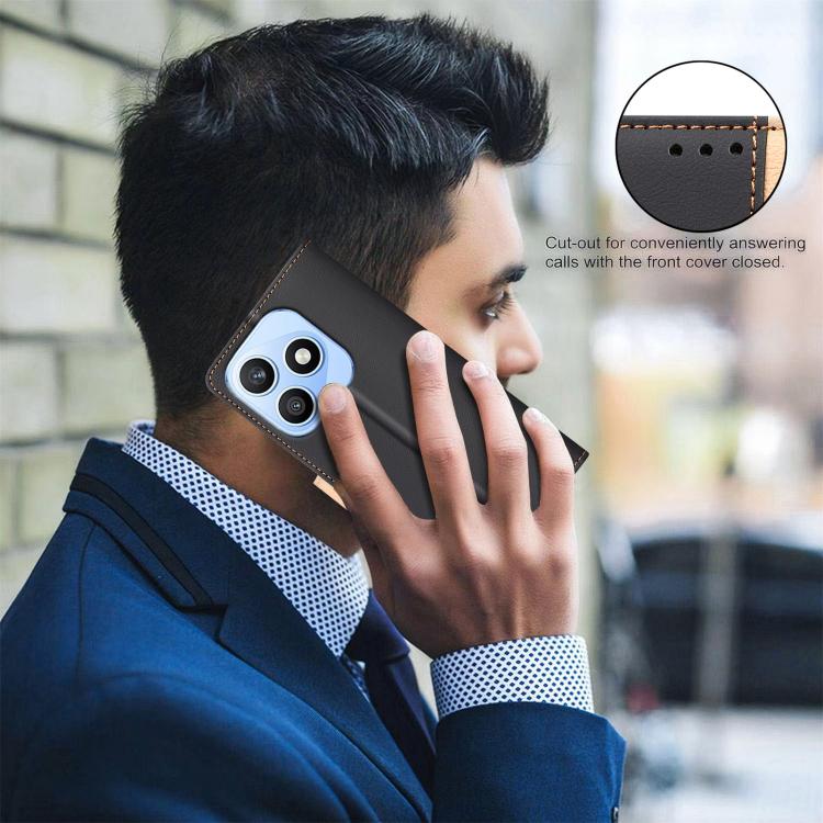 For Honor X8d 4G Color Matching RFID Anti-theft Leather Phone Case