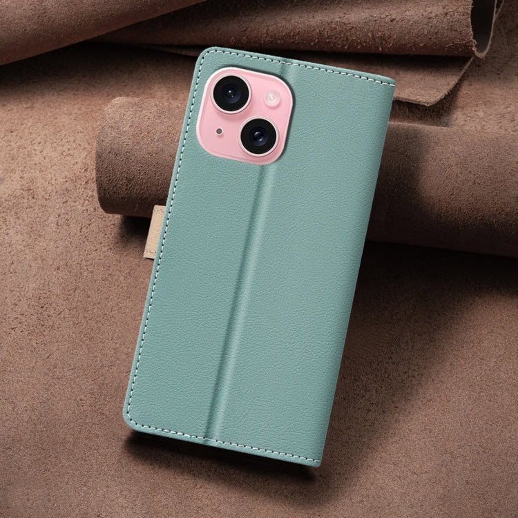For iPhone 15 Color Matching RFID Anti-theft Leather Phone Case