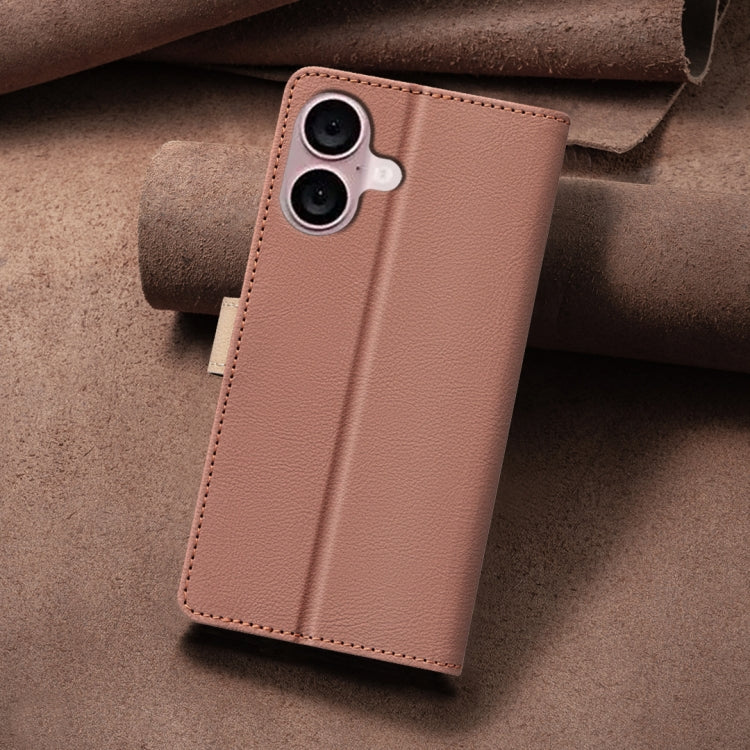 For iPhone 16 Color Matching RFID Anti-theft Leather Phone Case