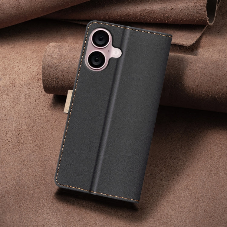 For iPhone 16 Plus Color Matching RFID Anti-theft Leather Phone Case