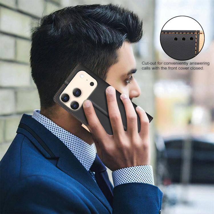 For iPhone 17 Pro Color Matching RFID Anti-theft Leather Phone Case