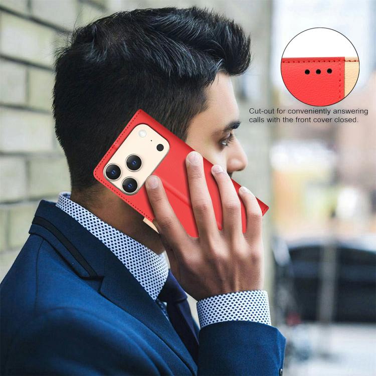 For iPhone 17 Pro Max Color Matching RFID Anti-theft Leather Phone Case