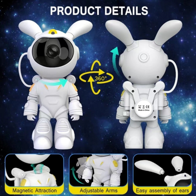G001 Space Rabbit Starry Sky Projection Lamp Bedroom Laser Atmosphere Light - White
