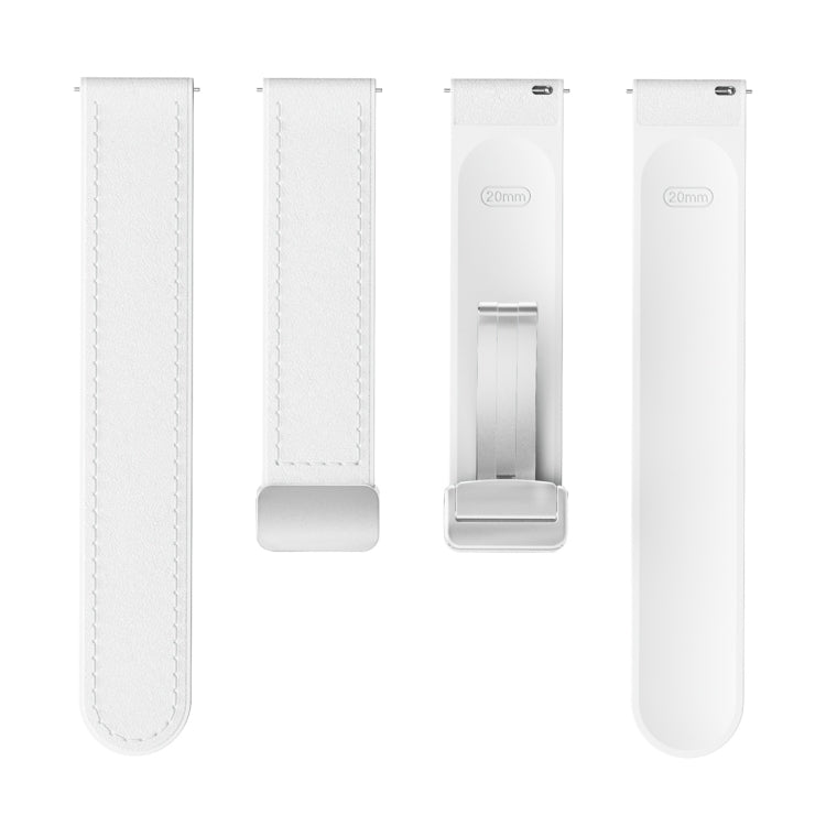 20mm Magnetic Silver Buckle Silicone Leather Watch Band