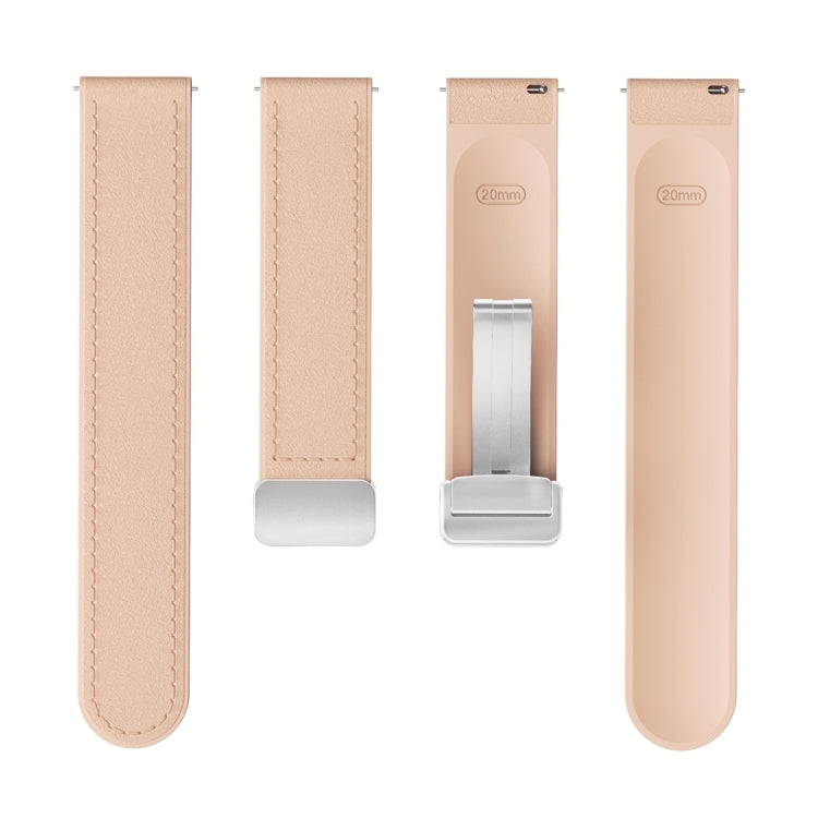 20mm Magnetic Silver Buckle Silicone Leather Watch Band