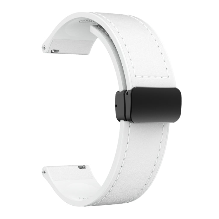 20mm Magnetic Black Buckle Silicone Leather Watch Band
