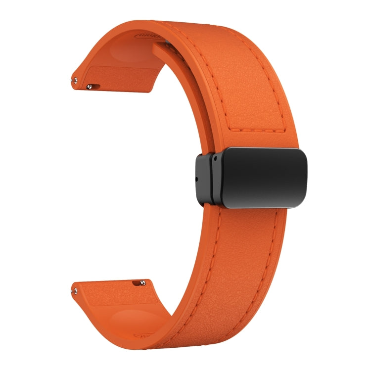 20mm Magnetic Black Buckle Silicone Leather Watch Band