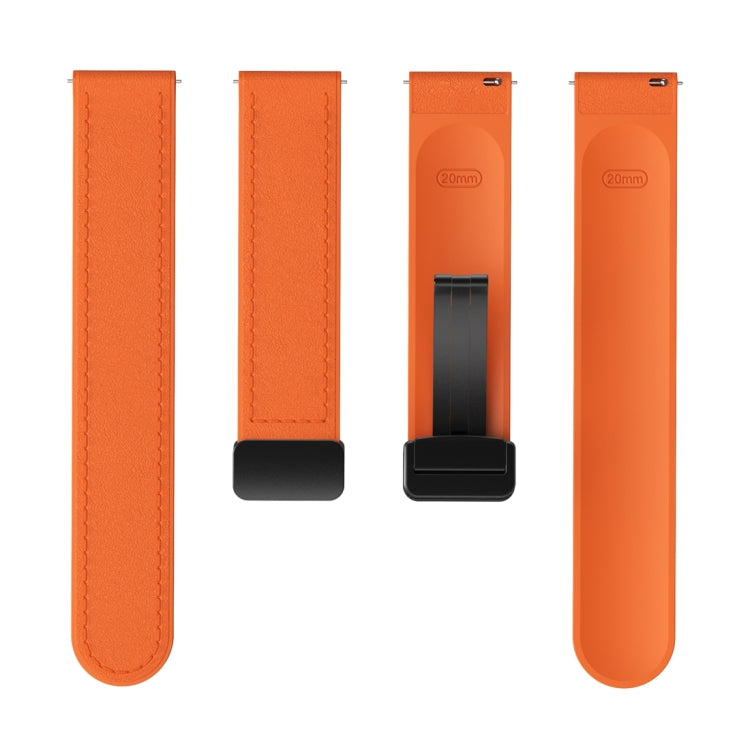 20mm Magnetic Black Buckle Silicone Leather Watch Band