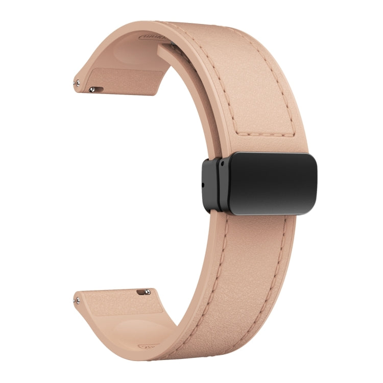 20mm Magnetic Black Buckle Silicone Leather Watch Band