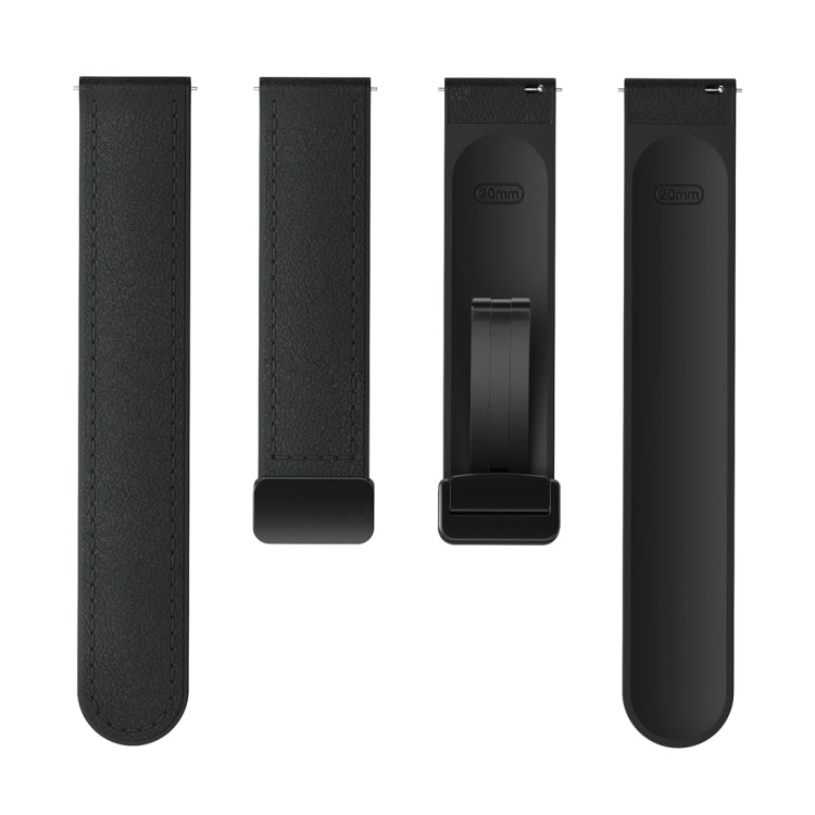 20mm Magnetic Black Buckle Silicone Leather Watch Band