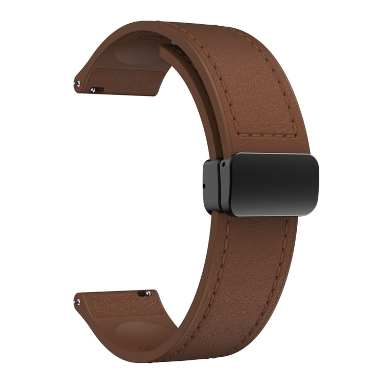 20mm Magnetic Black Buckle Silicone Leather Watch Band