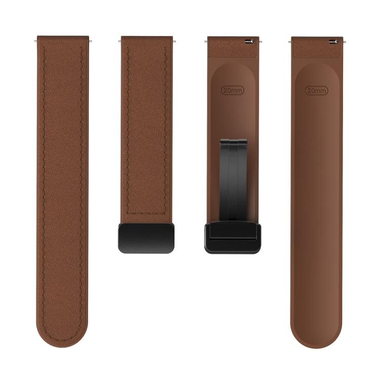 20mm Magnetic Black Buckle Silicone Leather Watch Band