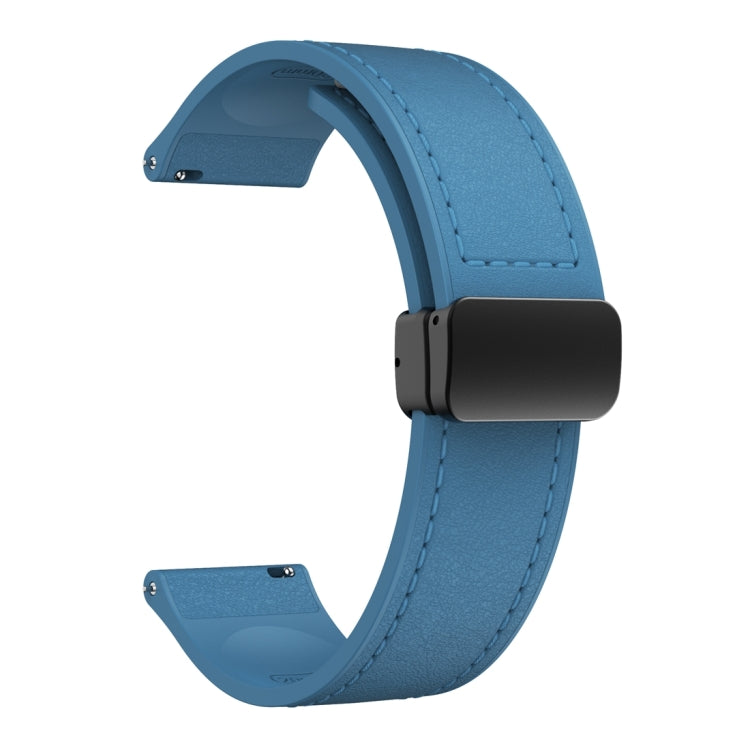 20mm Magnetic Black Buckle Silicone Leather Watch Band