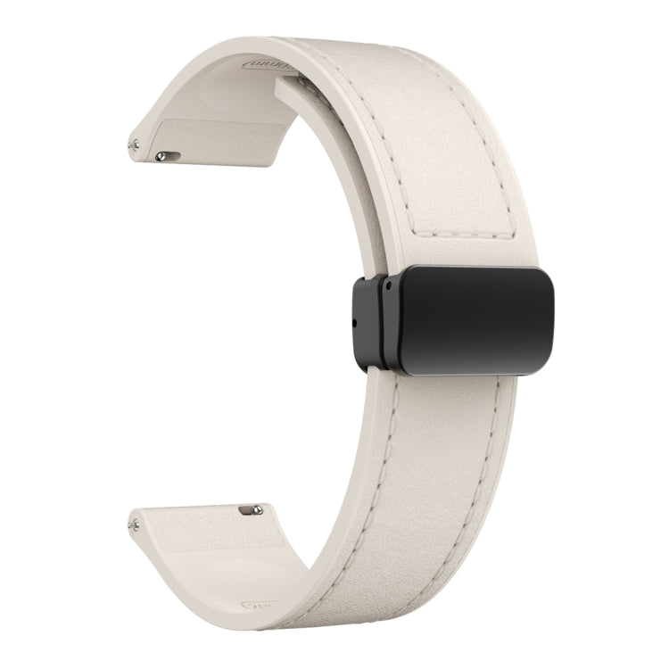 20mm Magnetic Black Buckle Silicone Leather Watch Band
