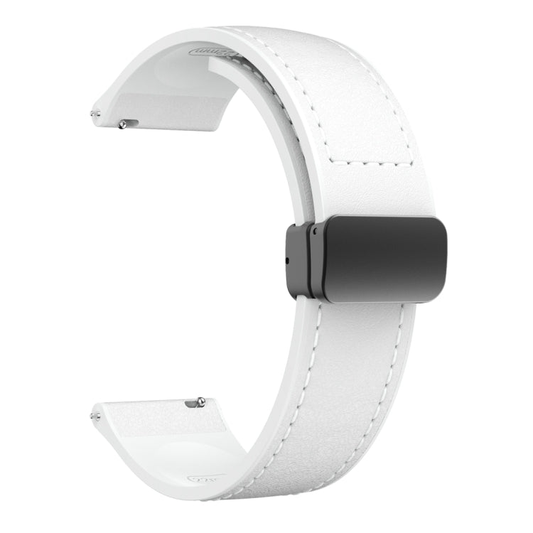 22mm Magnetic Black Buckle Silicone Leather Watch Band
