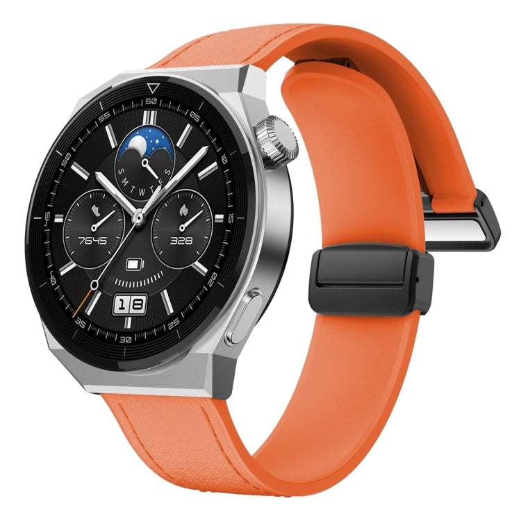 22mm Magnetic Black Buckle Silicone Leather Watch Band