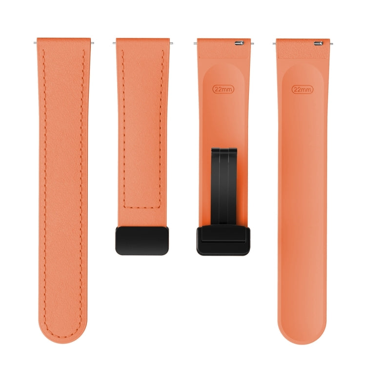 22mm Magnetic Black Buckle Silicone Leather Watch Band