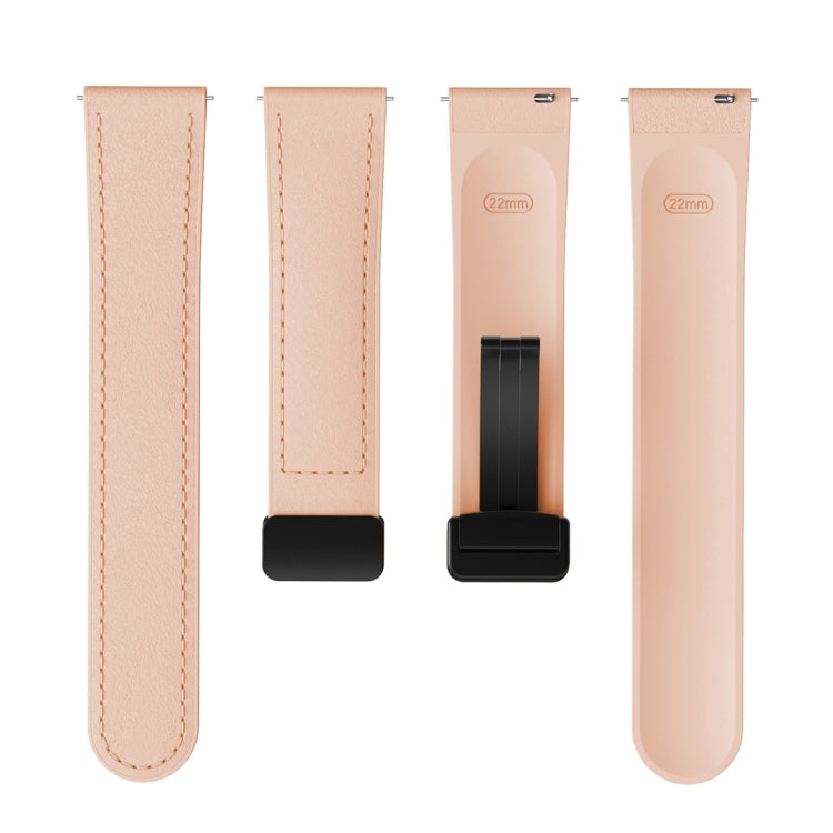 22mm Magnetic Black Buckle Silicone Leather Watch Band
