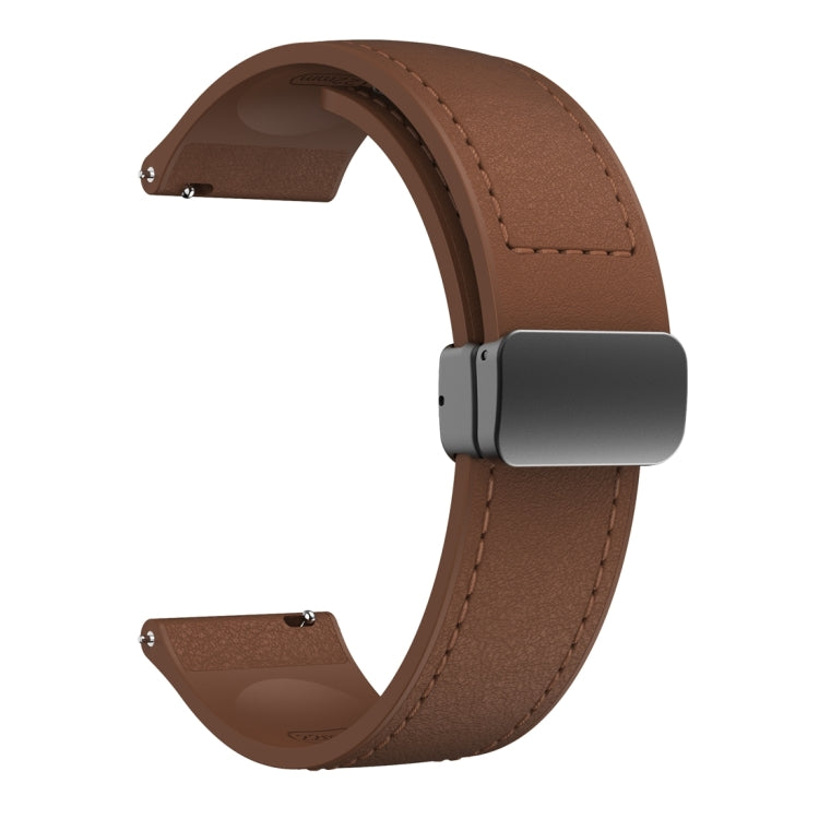 22mm Magnetic Black Buckle Silicone Leather Watch Band