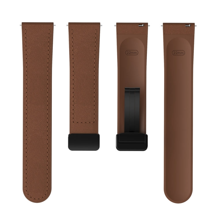 22mm Magnetic Black Buckle Silicone Leather Watch Band