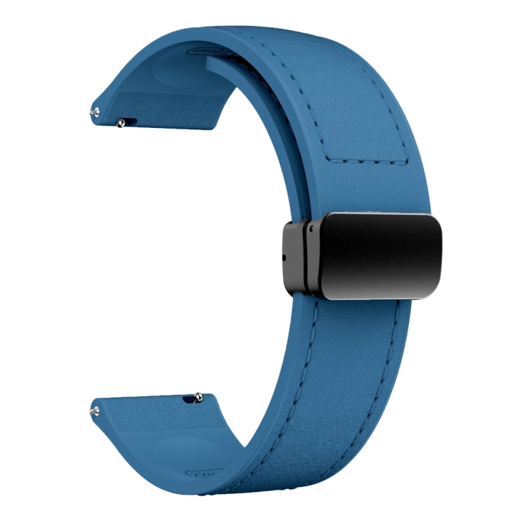 22mm Magnetic Black Buckle Silicone Leather Watch Band