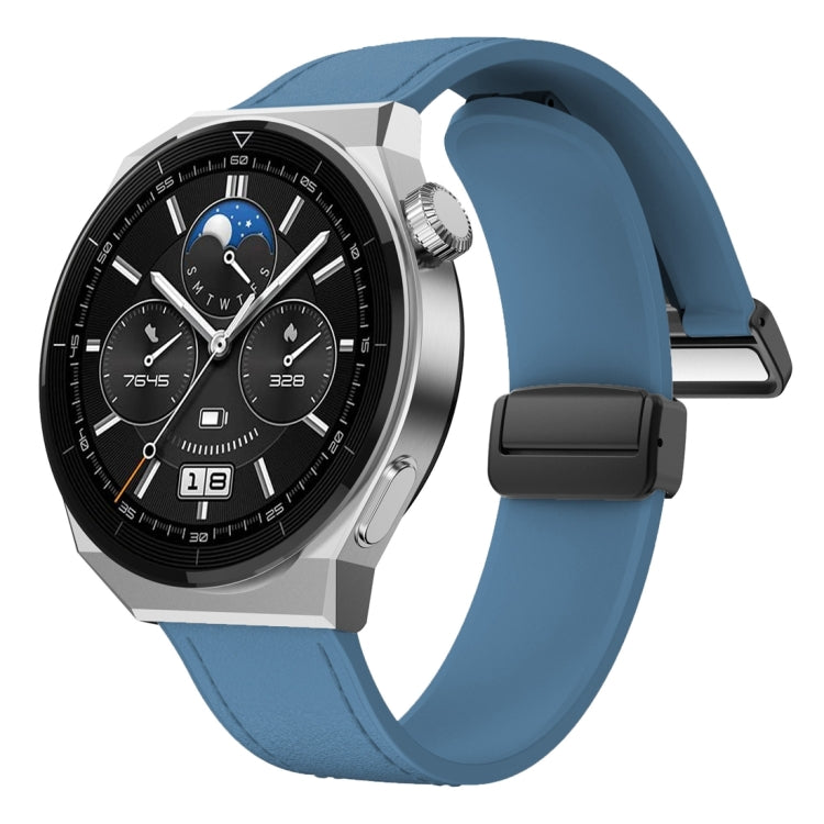22mm Magnetic Black Buckle Silicone Leather Watch Band