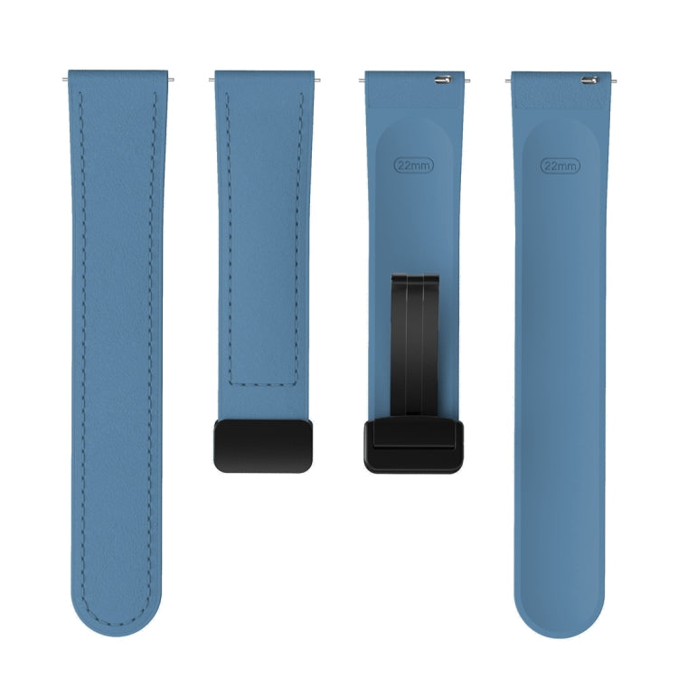 22mm Magnetic Black Buckle Silicone Leather Watch Band