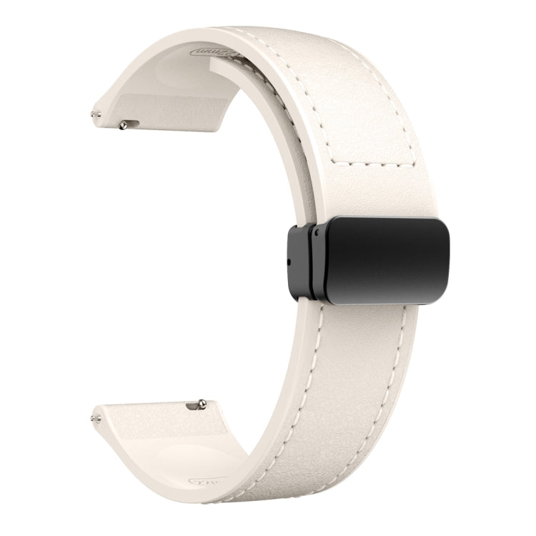 22mm Magnetic Black Buckle Silicone Leather Watch Band