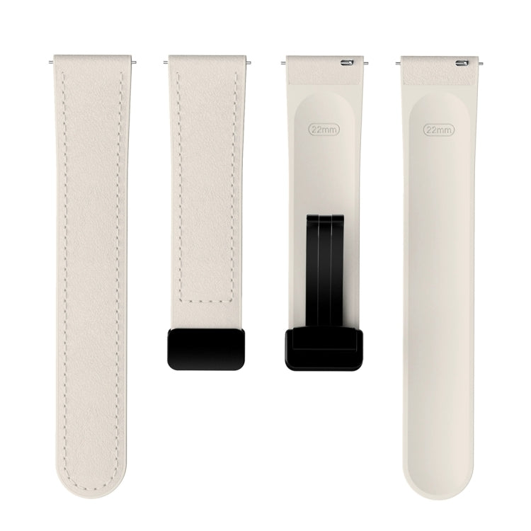 22mm Magnetic Black Buckle Silicone Leather Watch Band