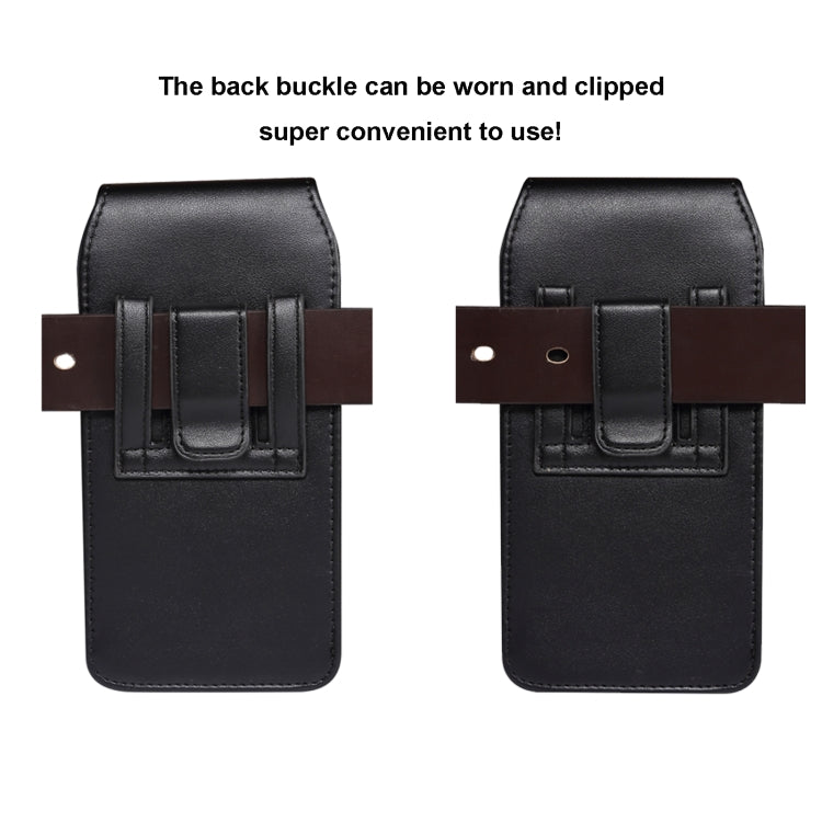 For 6.2-6.5 inch Vertical Style Lamb Texture Wear-resistant Card Slot Waist Bag Leather Phone Case