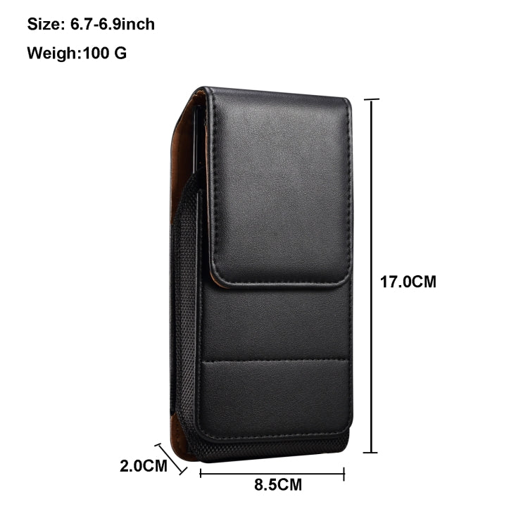 For 6.7-6.9 inch Vertical Style Lamb Texture Wear-resistant Card Slot Waist Bag Leather Phone Case