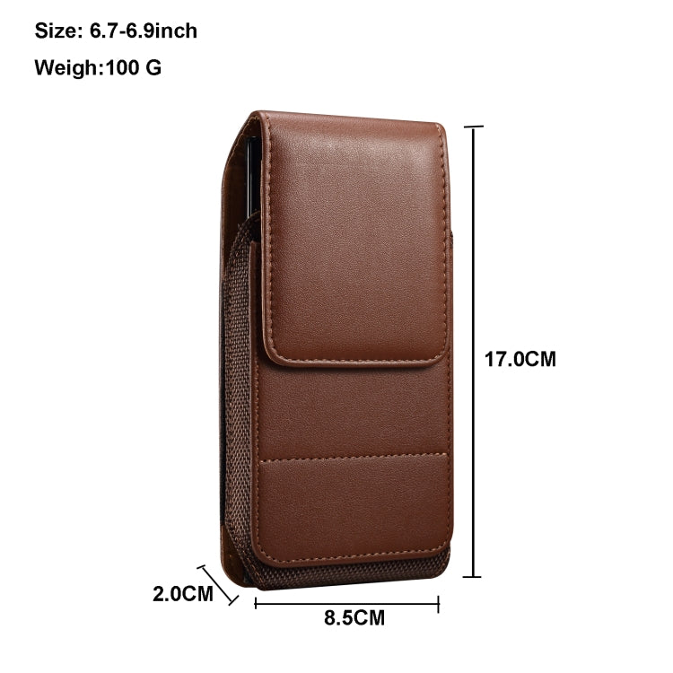 For 6.7-6.9 inch Vertical Style Lamb Texture Wear-resistant Card Slot Waist Bag Leather Phone Case