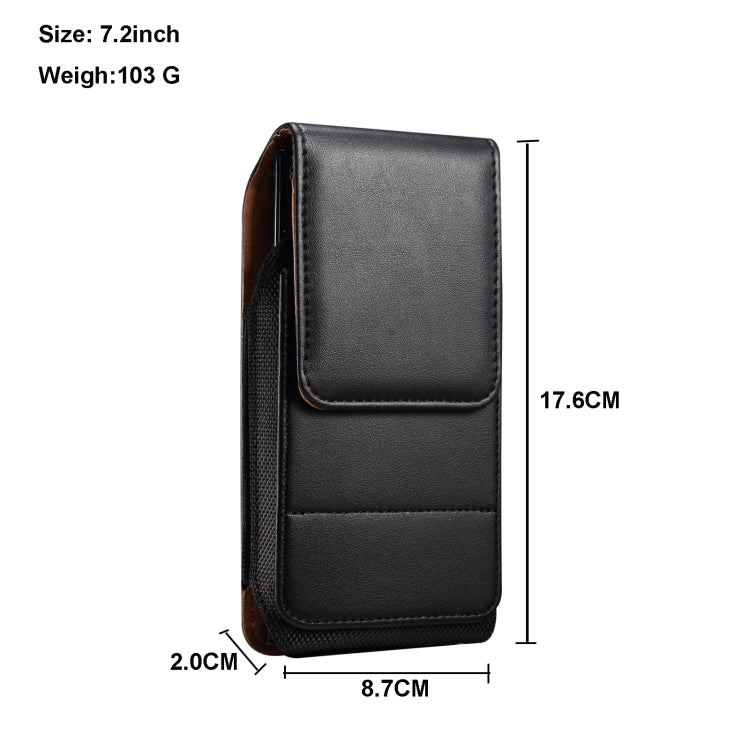 For 7.2 inch Vertical Style Lamb Texture Wear-resistant Card Slot Waist Bag Leather Phone Case