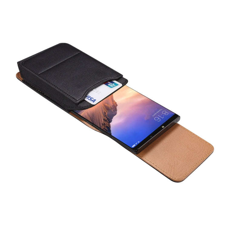 For 7.2 inch Vertical Style Lamb Texture Wear-resistant Card Slot Waist Bag Leather Phone Case