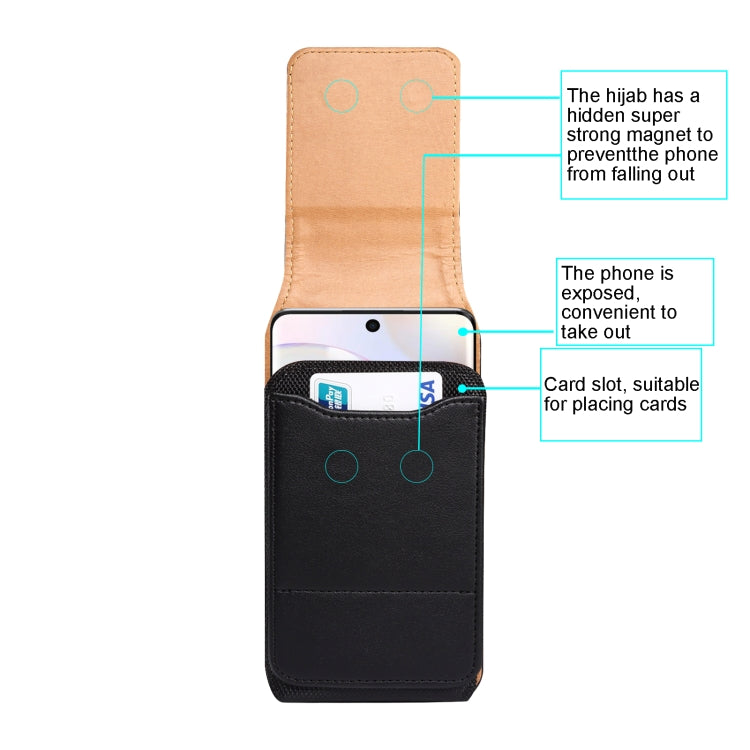 For 7.2 inch Vertical Style Lamb Texture Wear-resistant Card Slot Waist Bag Leather Phone Case