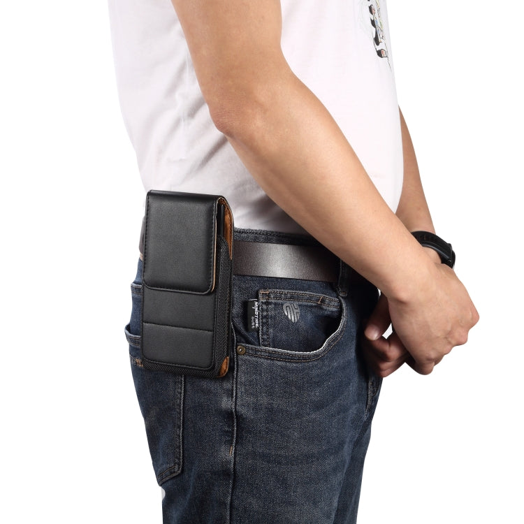 For 7.2 inch Vertical Style Lamb Texture Wear-resistant Card Slot Waist Bag Leather Phone Case