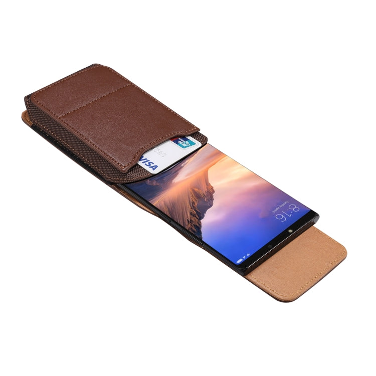 For 7.2 inch Vertical Style Lamb Texture Wear-resistant Card Slot Waist Bag Leather Phone Case
