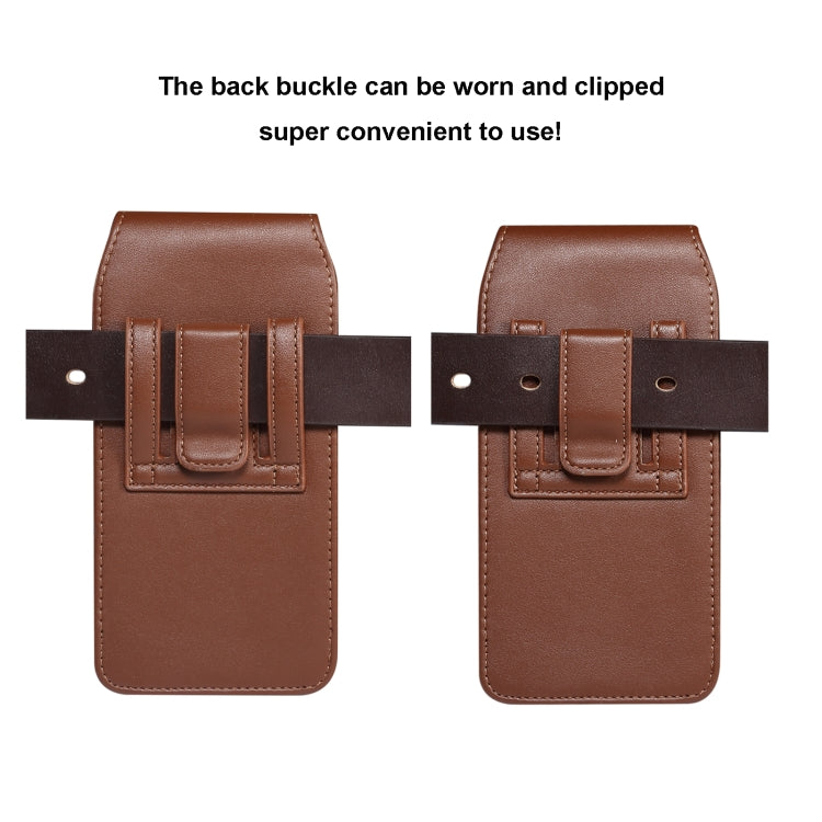 For 7.2 inch Vertical Style Lamb Texture Wear-resistant Card Slot Waist Bag Leather Phone Case