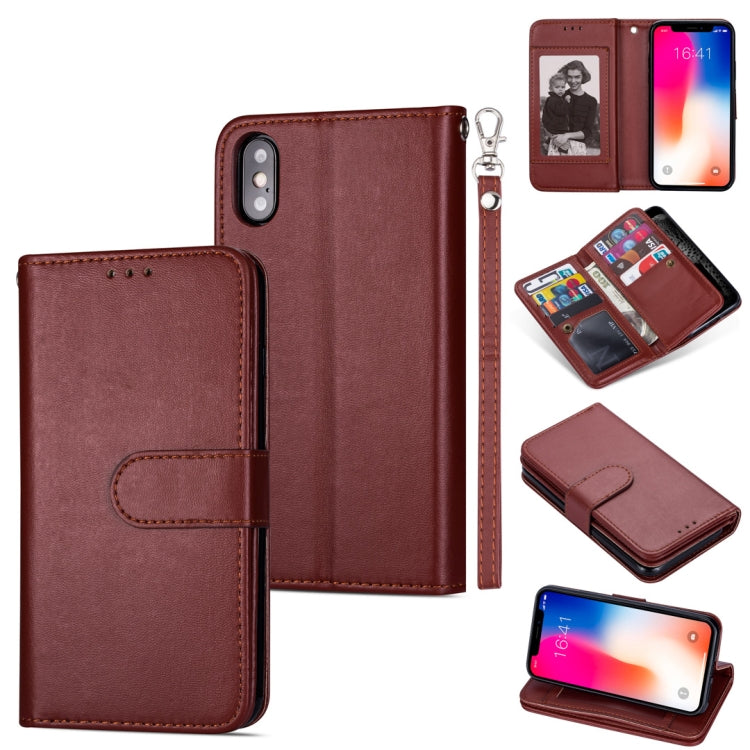 For iPhone XR Ultra-thin 9 Card Horizontal Flip Leather Case with Card Slots & Holder & Lanyard