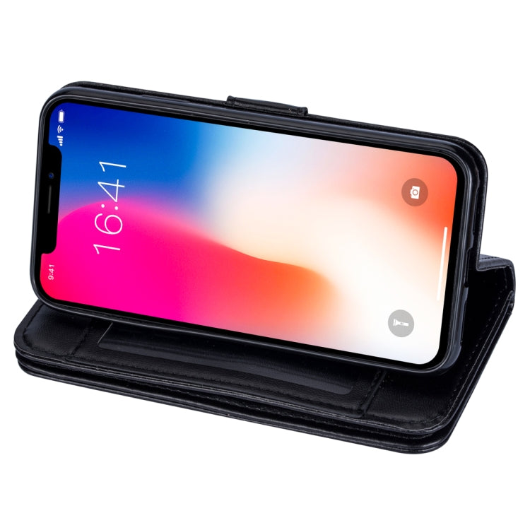 For iPhone XS Max Ultra-thin 9 Card Horizontal Flip Leather Case, with Card Slots & Holder & Lanyard