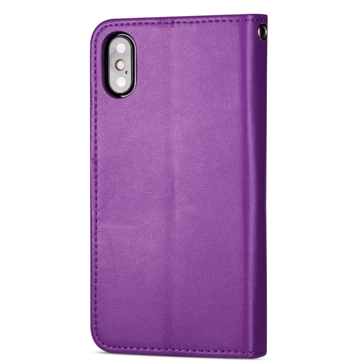For iPhone XS Max Ultra-thin 9 Card Horizontal Flip Leather Case, with Card Slots & Holder & Lanyard