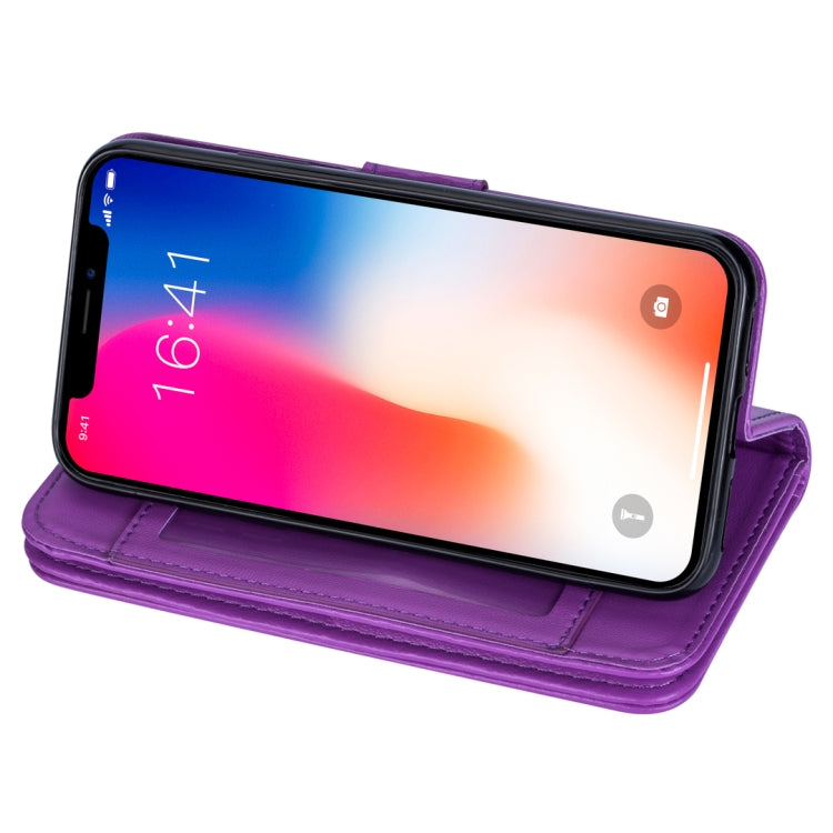 For iPhone XS Max Ultra-thin 9 Card Horizontal Flip Leather Case, with Card Slots & Holder & Lanyard