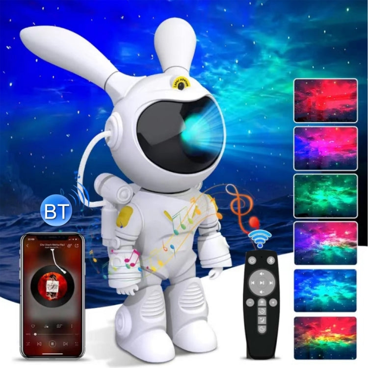 G001 Space Rabbit Starry Sky Projection Lamp Bluetooth Speaker 2 in 1 Laser Light - White